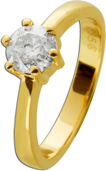 Verlobungsring Solitärring Gelbgold 585 Diamant 1.00ct W P3 Zertifikat